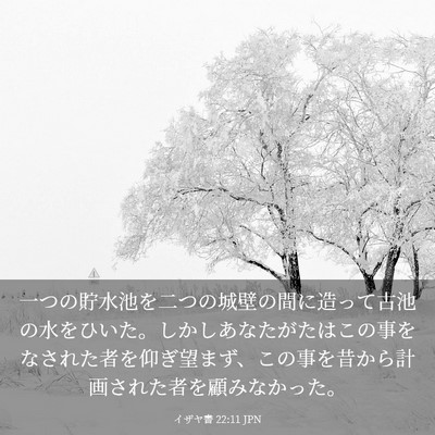 Picture 03 - イザヤ書 22:11 JPN - 一つの貯水池を二つの城壁の間に造 - Bible Verse Picture