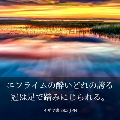 Picture 03 - イザヤ書 28:3 JPN - エフライムの酔いどれの誇る冠は足 - Bible Verse Picture