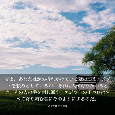 Picture 03 - イザヤ書 36:6 JPN - 見よ、あなたはかの折れかけている - Bible Verse Picture