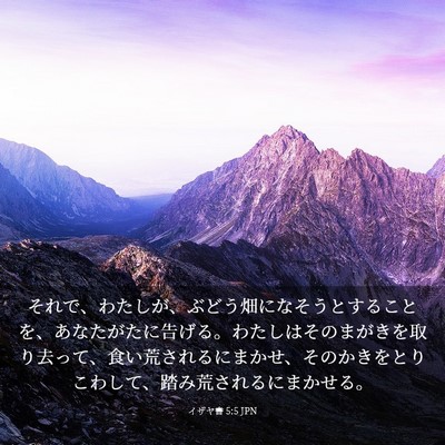Picture 03 - イザヤ書 5:5 JPN - それで、わたしが、ぶどう畑になそ - Bible Verse Picture