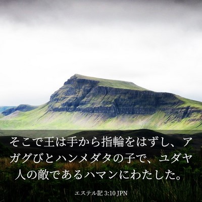 Picture 03 - エステル記 3:10 JPN - そこで王は手から指輪をはずし、ア - Bible Verse Picture