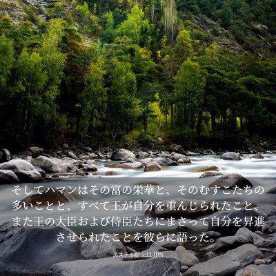 Picture 03 - エステル記 5:11 JPN - そしてハマンはその富の栄華と、そ - Bible Verse Picture
