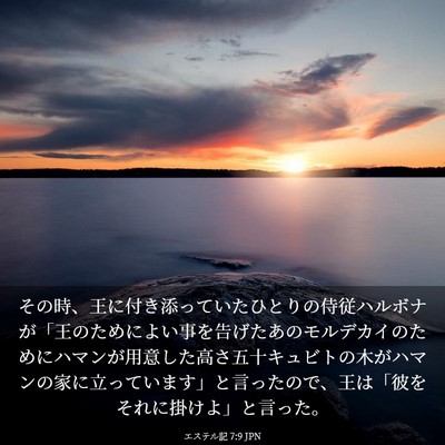Picture 03 - エステル記 7:9 JPN - その時、王に付き添っていたひとり - Bible Verse Picture