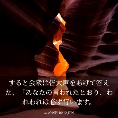 Picture 03 - エズラ記 10:12 JPN - すると会衆は皆大声をあげて答えた - Bible Verse Picture