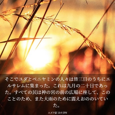 Picture 03 - エズラ記 10:9 JPN - そこでユダとベニヤミンの人々は皆 - Bible Verse Picture