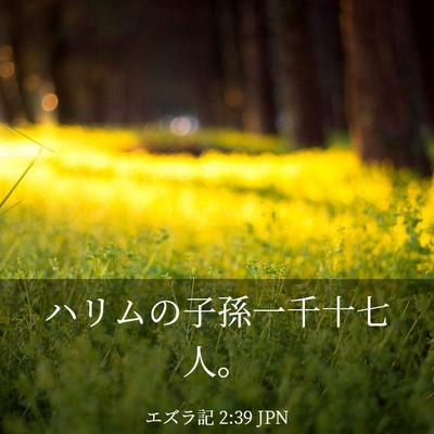 Picture 03 - エズラ記 2:39 JPN - ハリムの子孫一千十七人。 - Bible Verse Picture