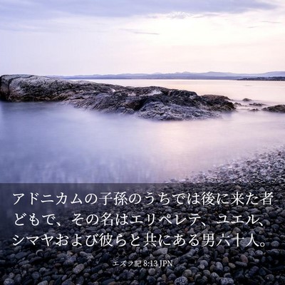 Picture 03 - エズラ記 8:13 JPN - アドニカムの子孫のうちでは後に来 - Bible Verse Picture