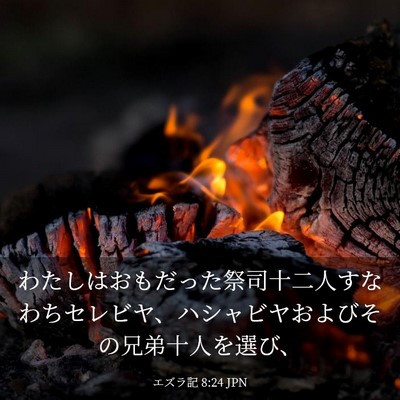 Picture 03 - エズラ記 8:24 JPN - わたしはおもだった祭司十二人すな - Bible Verse Picture