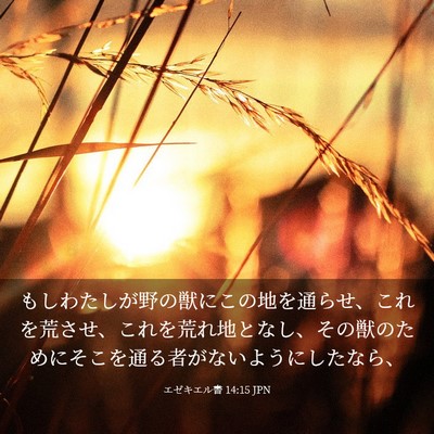Picture 03 - エゼキエル書 14:15 JPN - もしわたしが野の獣にこの地を通ら - Bible Verse Picture