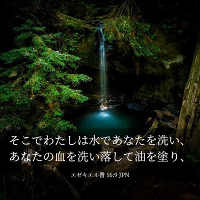 Picture 03 - エゼキエル書 16:9 JPN - そこでわたしは水であなたを洗い、 - Bible Verse Picture
