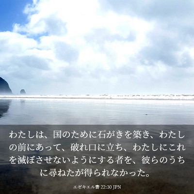 Picture 03 - エゼキエル書 22:30 JPN - わたしは、国のために石がきを築き - Bible Verse Picture