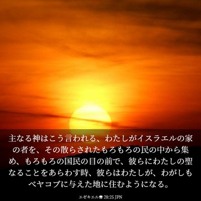 Picture 03 - エゼキエル書 28:25 JPN - 主なる神はこう言われる、わたしが - Bible Verse Picture