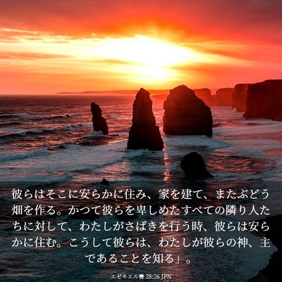 Picture 03 - エゼキエル書 28:26 JPN - 彼らはそこに安らかに住み、家を建 - Bible Verse Picture