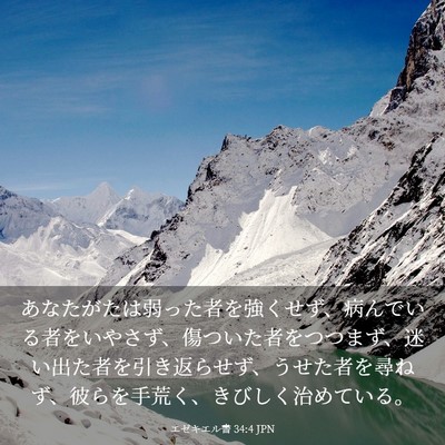 Picture 03 - エゼキエル書 34:4 JPN - あなたがたは弱った者を強くせず、 - Bible Verse Picture
