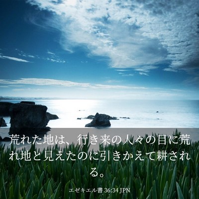 Picture 03 - エゼキエル書 36:34 JPN - 荒れた地は、行き来の人々の目に荒 - Bible Verse Picture