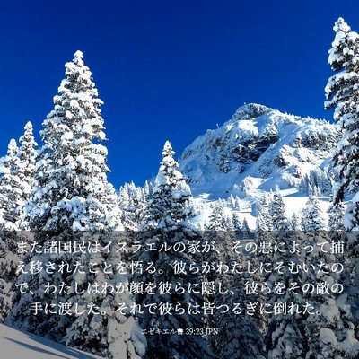 Picture 03 - エゼキエル書 39:23 JPN - また諸国民はイスラエルの家が、そ - Bible Verse Picture