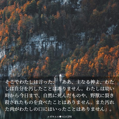 Picture 03 - エゼキエル書 4:14 JPN - そこでわたしは言った、「ああ、主 - Bible Verse Picture