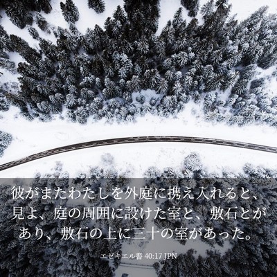 Picture 03 - エゼキエル書 40:17 JPN - 彼がまたわたしを外庭に携え入れる - Bible Verse Picture