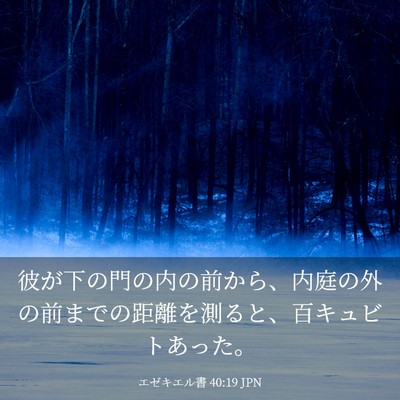 Picture 03 - エゼキエル書 40:19 JPN - 彼が下の門の内の前から、内庭の外 - Bible Verse Picture
