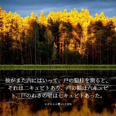 Picture 03 - エゼキエル書 41:3 JPN - 彼がまた内にはいって、戸の脇柱を - Bible Verse Picture