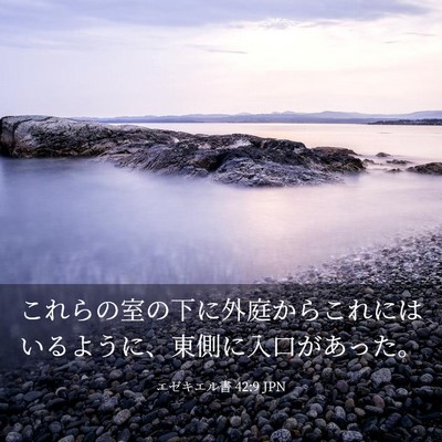 Picture 03 - エゼキエル書 42:9 JPN - これらの室の下に外庭からこれには - Bible Verse Picture