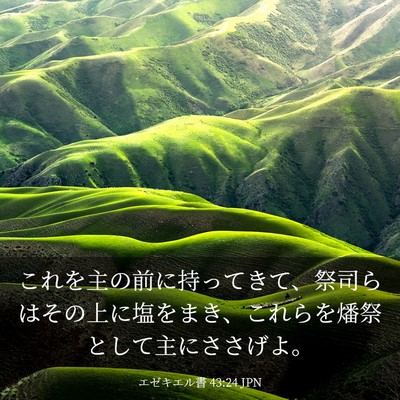 Picture 03 - エゼキエル書 43:24 JPN - これを主の前に持ってきて、祭司ら - Bible Verse Picture
