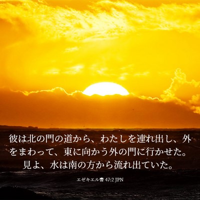 Picture 03 - エゼキエル書 47:2 JPN - 彼は北の門の道から、わたしを連れ - Bible Verse Picture