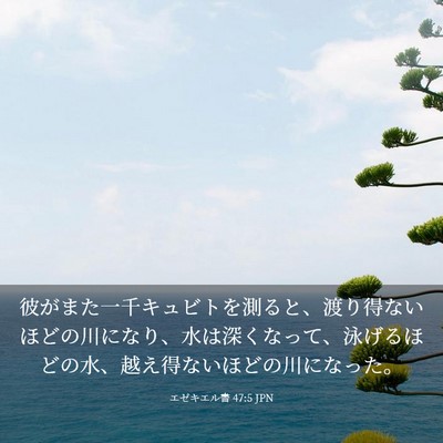 Picture 03 - エゼキエル書 47:5 JPN - 彼がまた一千キュビトを測ると、渡 - Bible Verse Picture