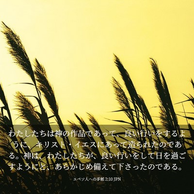 Picture 03 - エペソ人への手紙 2:10 JPN - わたしたちは神の作品であって、良 - Bible Verse Picture