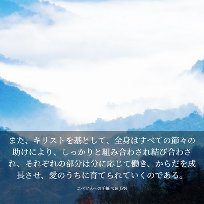 Picture 03 - エペソ人への手紙 4:16 JPN - また、キリストを基として、全身は - Bible Verse Picture