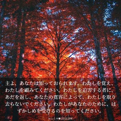Picture 03 - エレミヤ書 15:15 JPN - 主よ、あなたは知っておられます。 - Bible Verse Picture