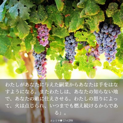Picture 03 - エレミヤ書 17:4 JPN - わたしがあなたに与えた嗣業からあ - Bible Verse Picture