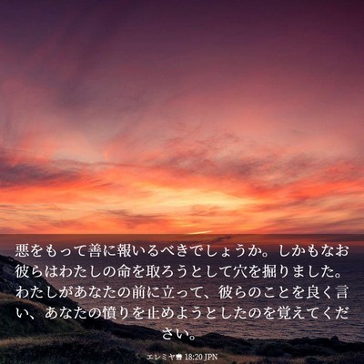 Picture 03 - エレミヤ書 18:20 JPN - 悪をもって善に報いるべきでしょう - Bible Verse Picture