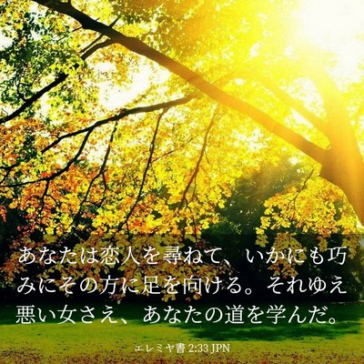 Picture 03 - エレミヤ書 2:33 JPN - あなたは恋人を尋ねて、いかにも巧 - Bible Verse Picture