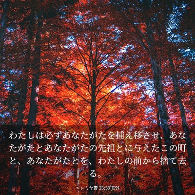 Picture 03 - エレミヤ書 23:39 JPN - わたしは必ずあなたがたを捕え移さ - Bible Verse Picture