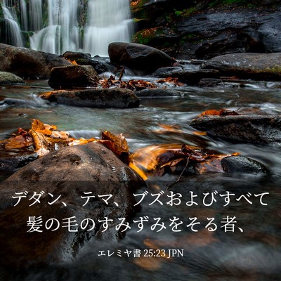 Picture 03 - エレミヤ書 25:23 JPN - デダン、テマ、ブズおよびすべて髪 - Bible Verse Picture