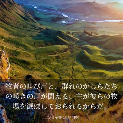 Picture 03 - エレミヤ書 25:36 JPN - 牧者の叫び声と、群れのかしらたち - Bible Verse Picture