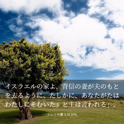Picture 03 - エレミヤ書 3:20 JPN - イスラエルの家よ、背信の妻が夫の - Bible Verse Picture