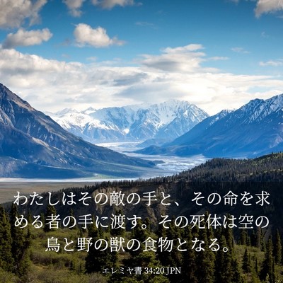 Picture 03 - エレミヤ書 34:20 JPN - わたしはその敵の手と、その命を求 - Bible Verse Picture