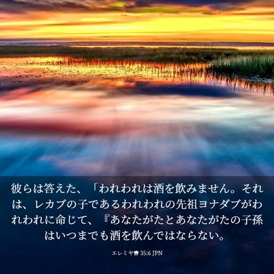 Picture 03 - エレミヤ書 35:6 JPN - 彼らは答えた、「われわれは酒を飲 - Bible Verse Picture