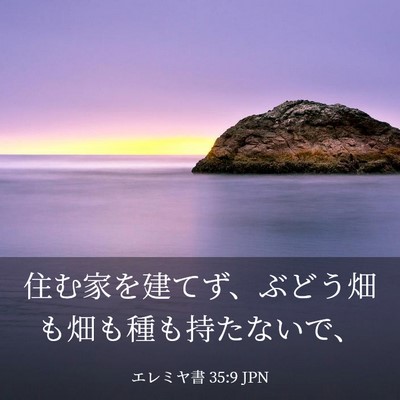 Picture 03 - エレミヤ書 35:9 JPN - 住む家を建てず、ぶどう畑も畑も種 - Bible Verse Picture