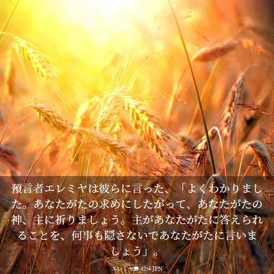 Picture 03 - エレミヤ書 42:4 JPN - 預言者エレミヤは彼らに言った、「 - Bible Verse Picture