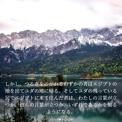 Picture 03 - エレミヤ書 44:28 JPN - しかし、つるぎをのがれるわずかの - Bible Verse Picture