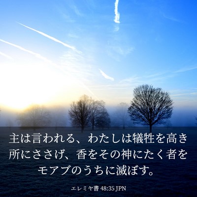 Picture 03 - エレミヤ書 48:35 JPN - 主は言われる、わたしは犠牲を高き - Bible Verse Picture