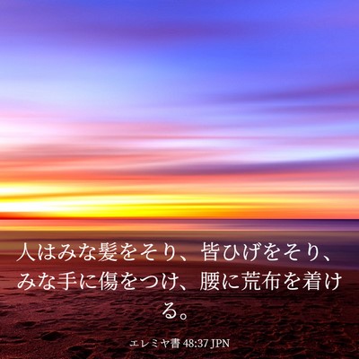 Picture 03 - エレミヤ書 48:37 JPN - 人はみな髪をそり、皆ひげをそり、 - Bible Verse Picture