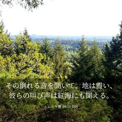 Picture 03 - エレミヤ書 49:21 JPN - その倒れる音を聞いて、地は震い、 - Bible Verse Picture