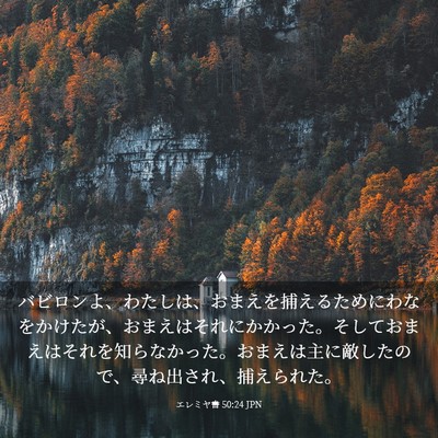 Picture 03 - エレミヤ書 50:24 JPN - バビロンよ、わたしは、おまえを捕 - Bible Verse Picture