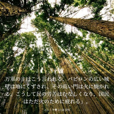 Picture 03 - エレミヤ書 51:58 JPN - 万軍の主はこう言われる、バビロン - Bible Verse Picture