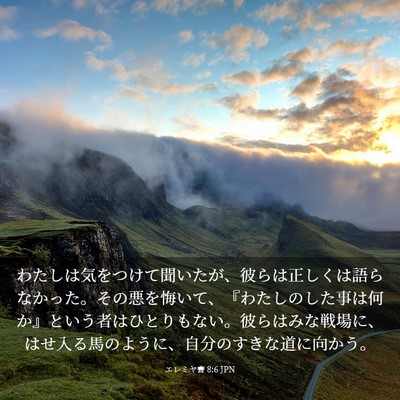 Picture 03 - エレミヤ書 8:6 JPN - わたしは気をつけて聞いたが、彼ら - Bible Verse Picture