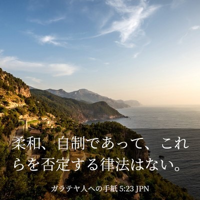 Picture 03 - ガラテヤ人への手紙 5:23 JPN - 柔和、自制であって、これらを否定 - Bible Verse Picture